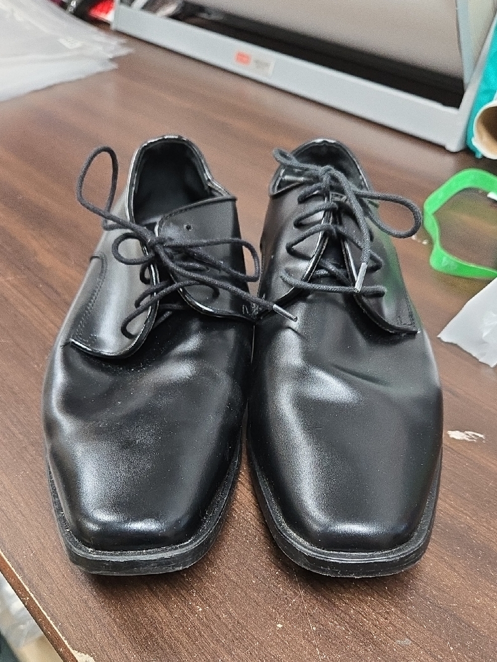 Joseph Abboud Size 10.5W Matte Black Faux Leather Dress Shoe